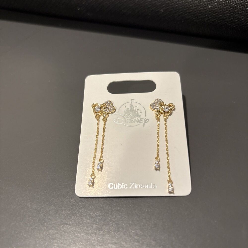 Disney Dangle Cubic Zirconia Mickey Earrings New